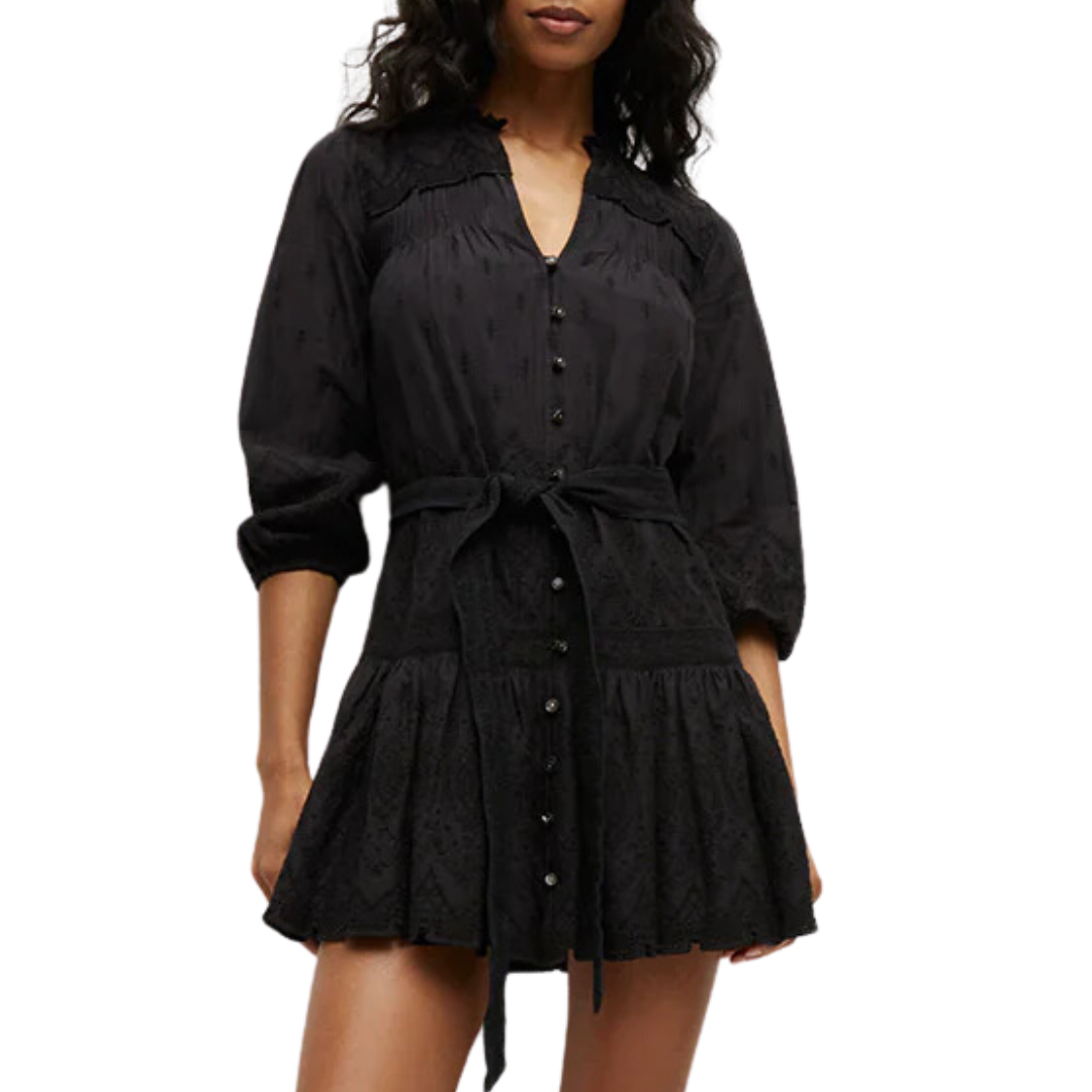 Chrisjen Cotton Eyelet Dress in Black