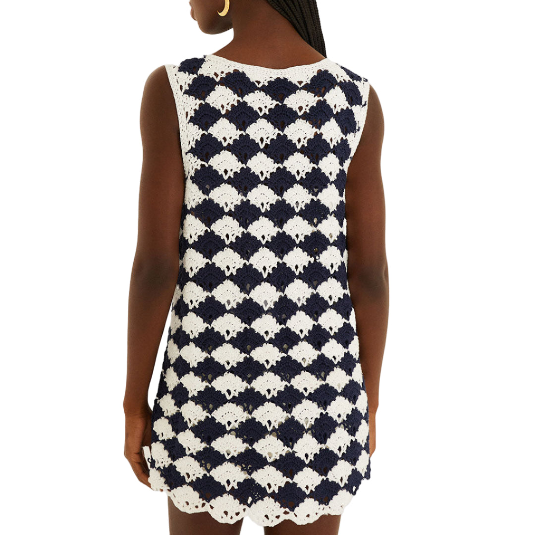 WHITE AND BLUE CROCHET SHIRT