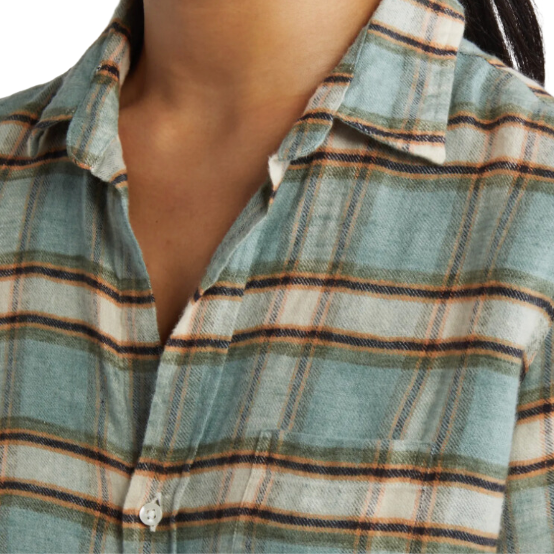 Barry in Italian Cotton Green, Sand, Black Plaid