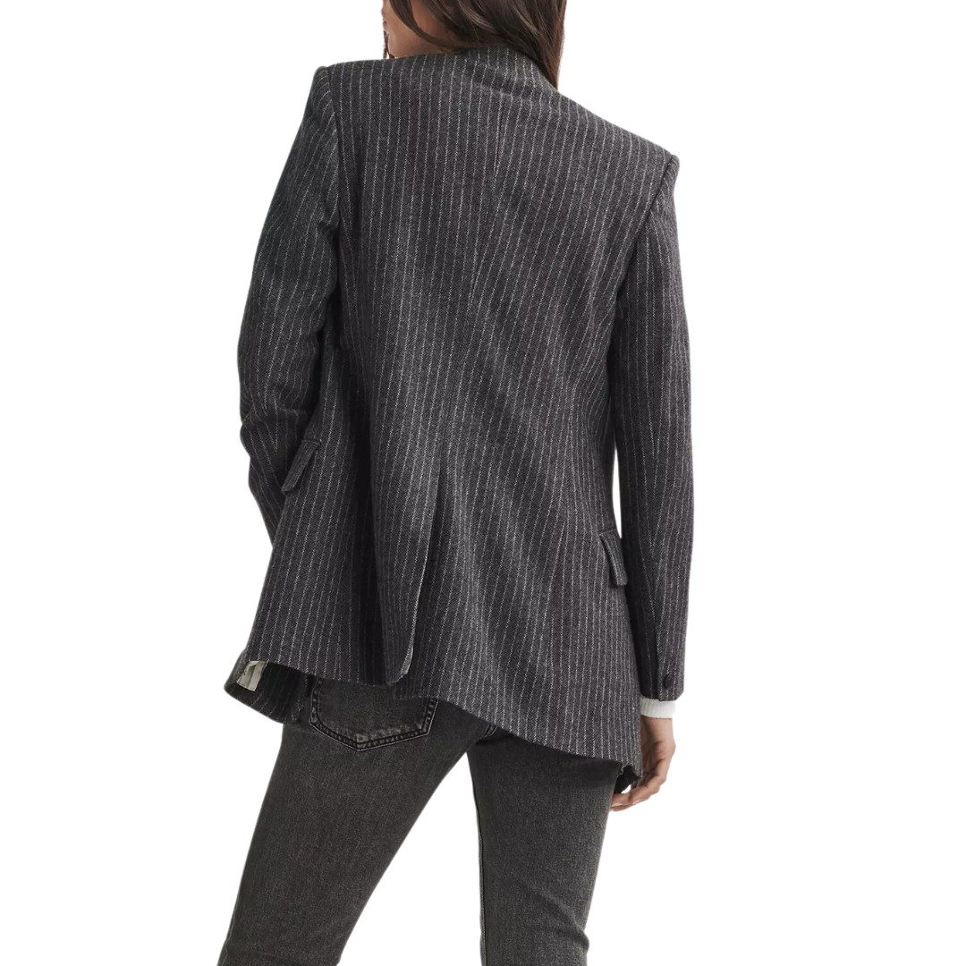 Charles Italian Wool Blazer in Grey Stripe