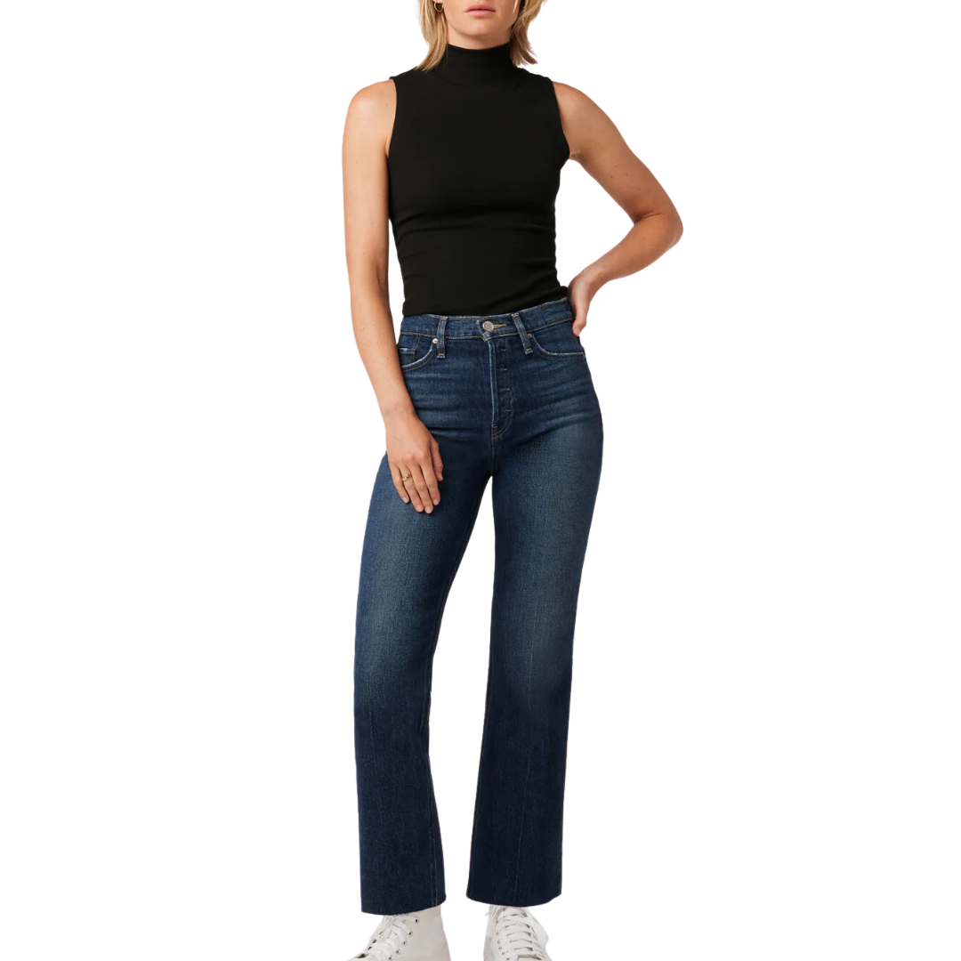 Faye Ultra High-Rise Bootcut Crop Jean in Naval