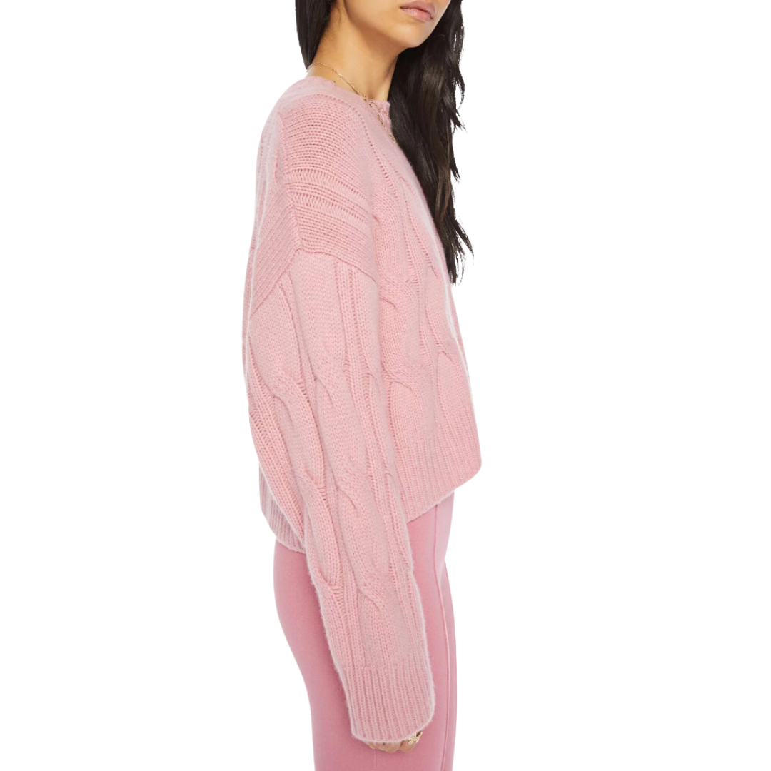 Tristan Cashmere Cable Knit Crew Neck in Lola