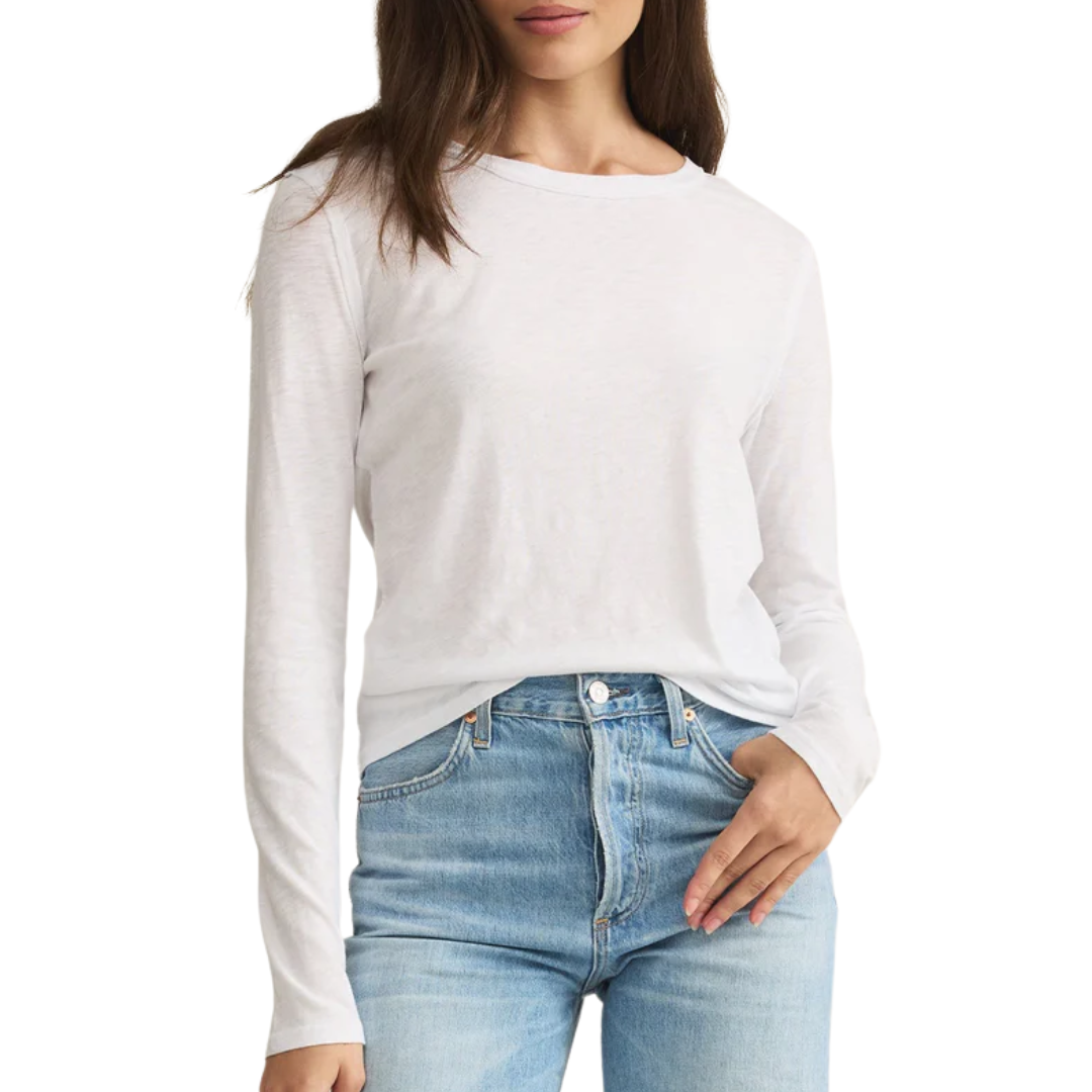 Arlet Slub Long Sleeve Tee in White