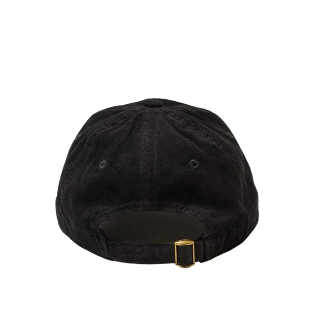 Baseball Hat in Black Corduroy w/ Green Embroidered Le Weekend