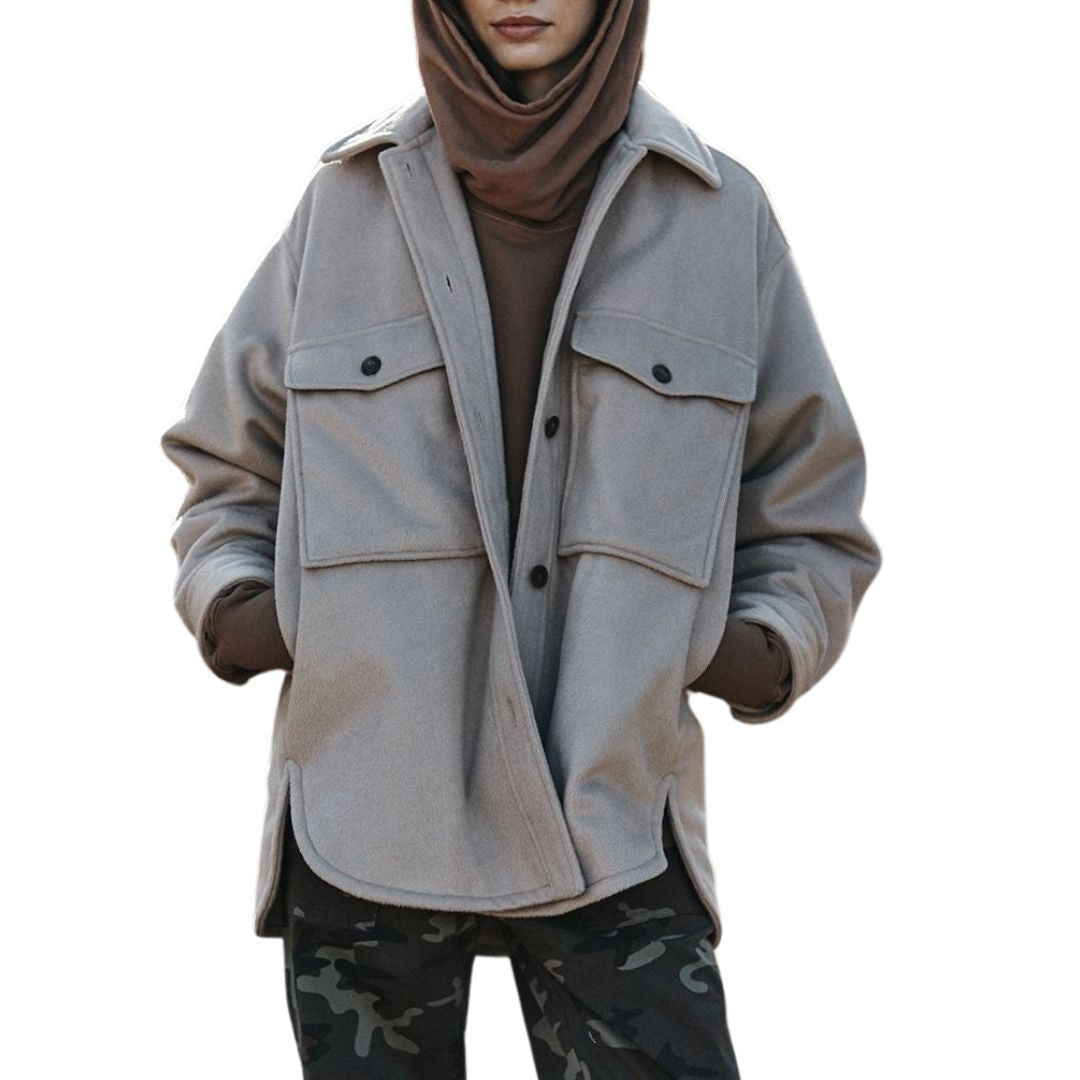 Ariana Wool Shacket in Khaki