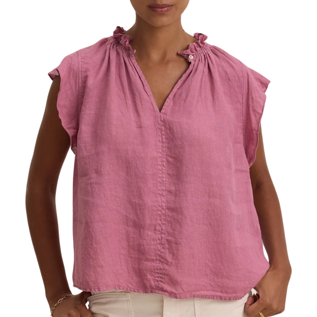 Semira Woven Linen Top in Beet