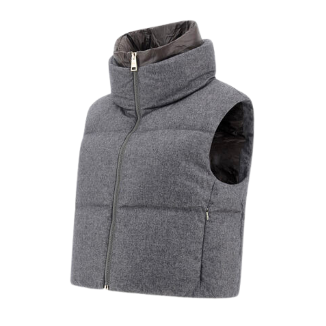 Cashmere, Silk, and Nylon Ultralight Sleeveless Jacket in Grey