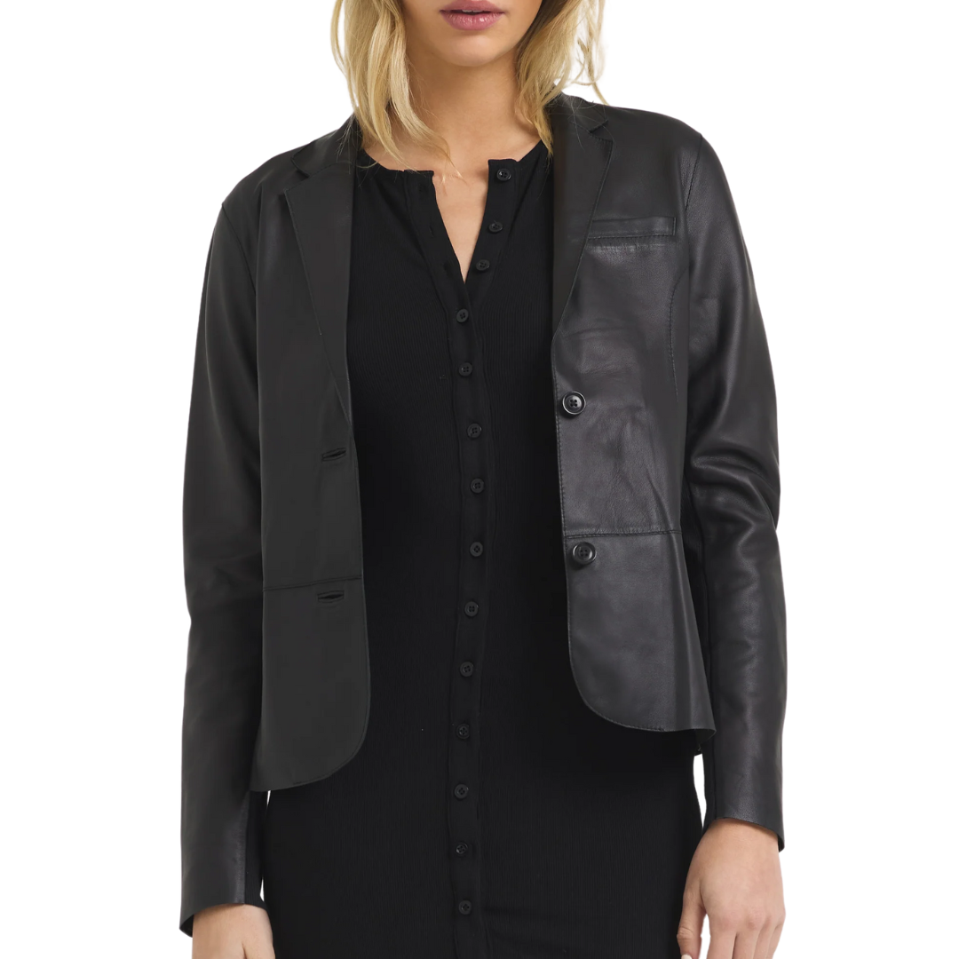 Allison Burnished Leather Jacket in Black