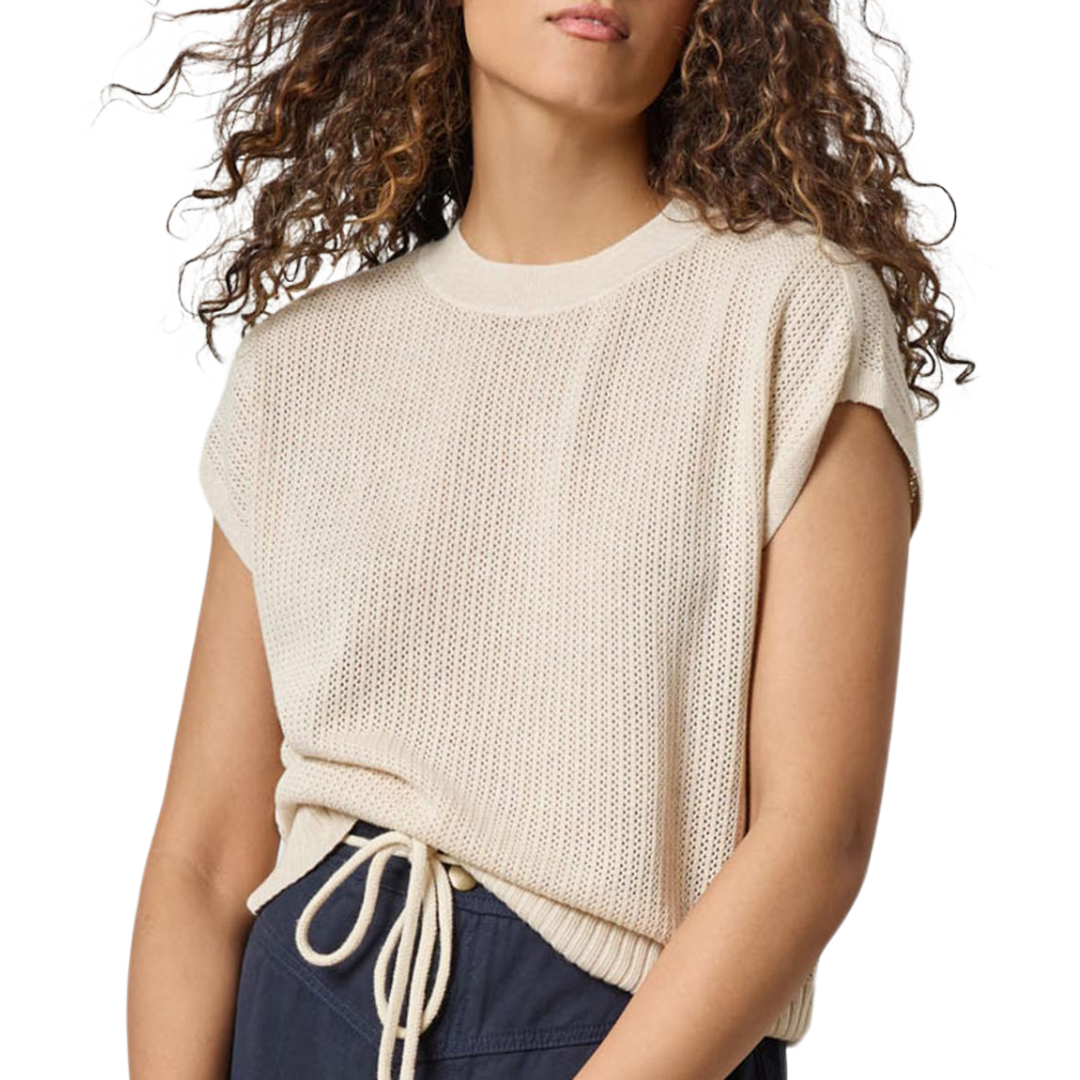 Short Sleeve Crewneck Sweater in Husk