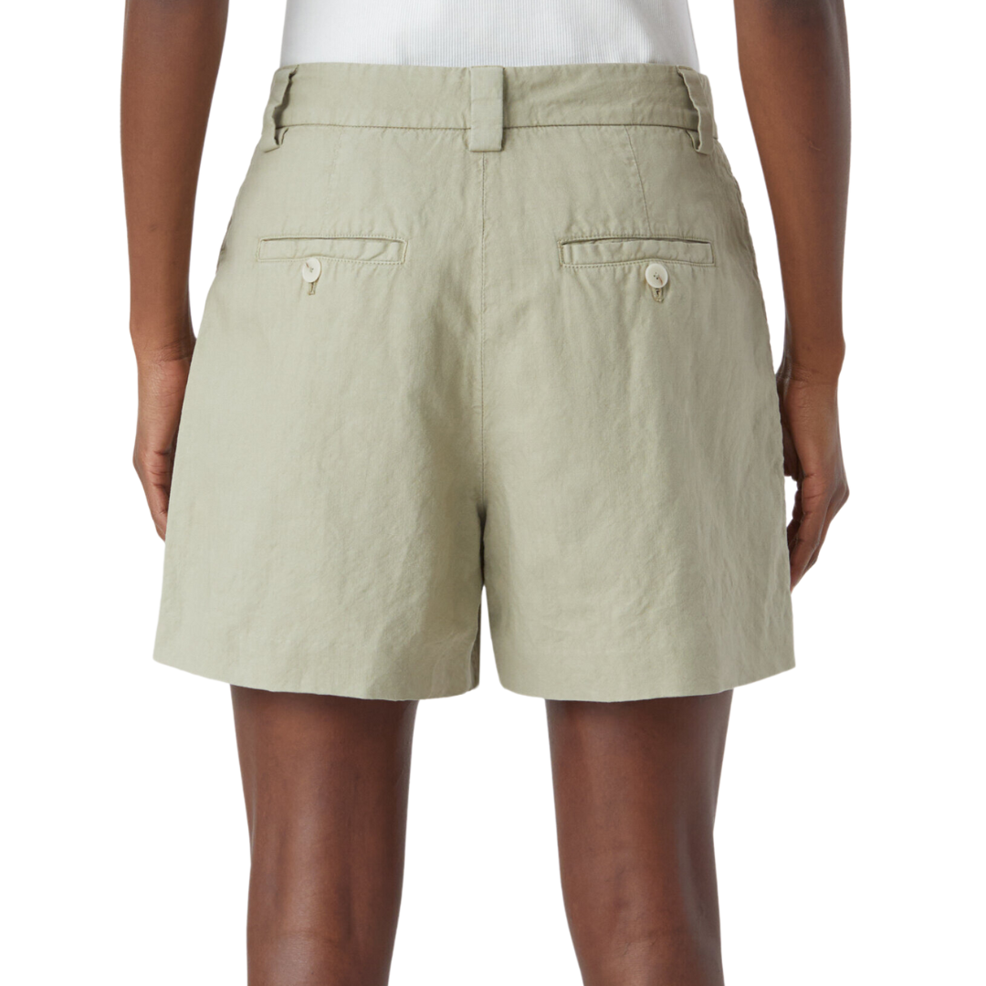 Idabel Linen & Cotton Shorts in Light Moss Green