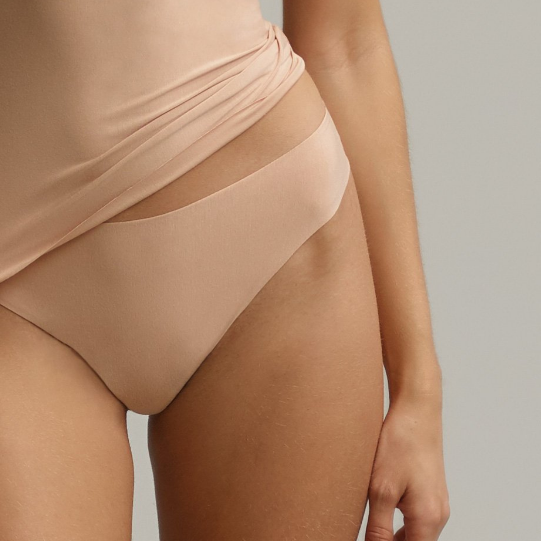 Butter Mid-Rise Thong in Beige
