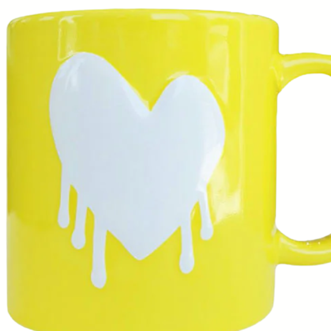 Drippy Heart Mug in Sunshine/White