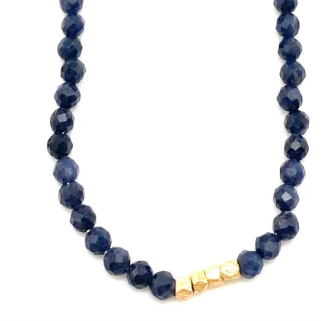 Sigrid Beaded Necklace in Blue Sapphire