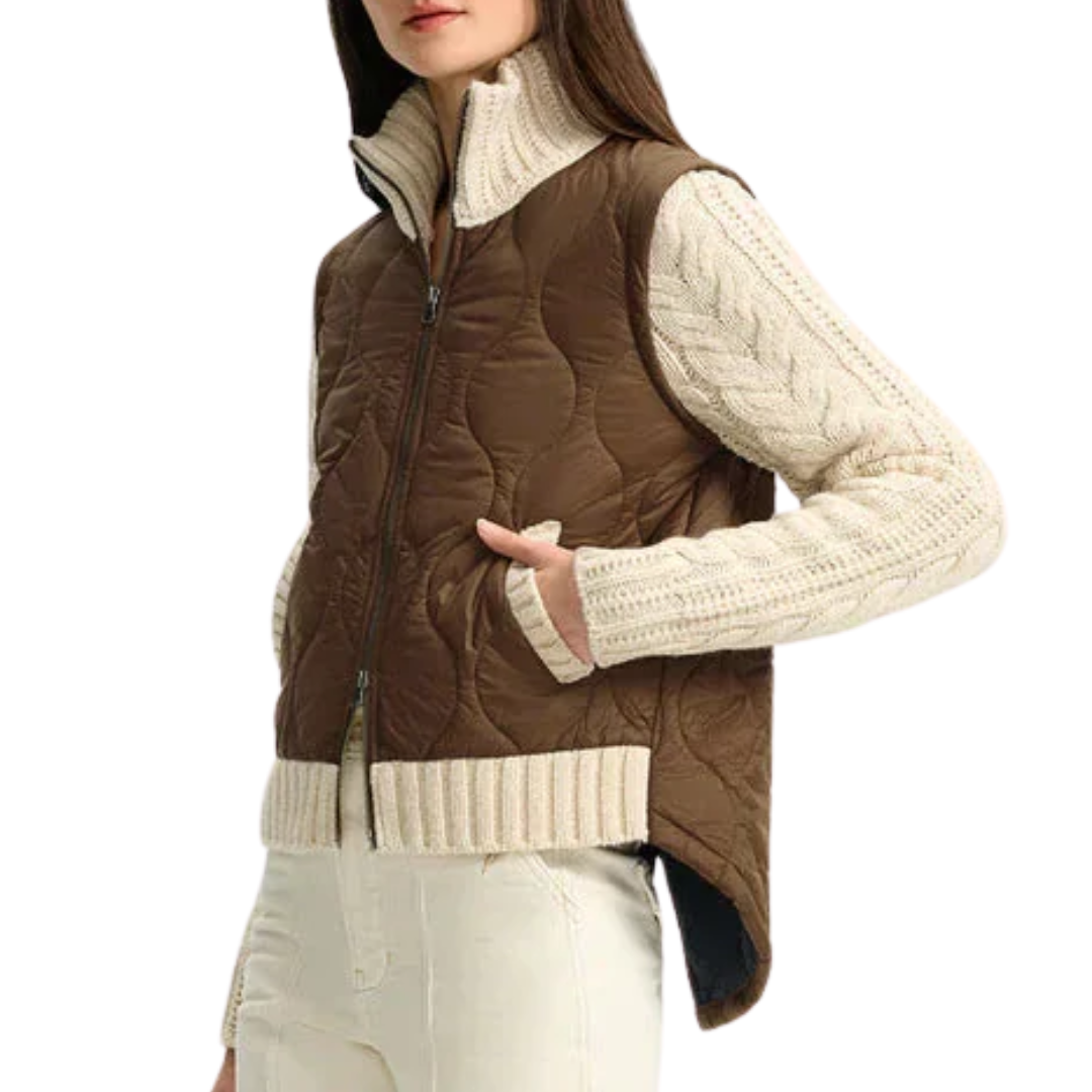 Patra Mixed Media Jacket in Mocha/Heathered Sand