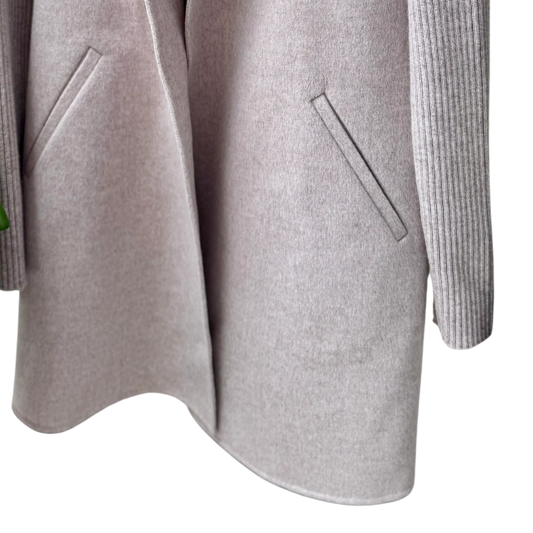 Rib Sleeve Coat in Taupe