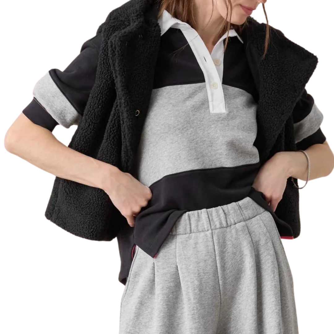 Oversized Elbow Sleeve Rugby in Black