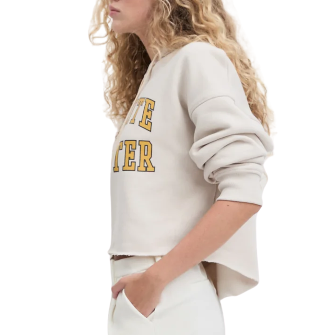 Cropped Collegiate Hoodie in Stone Dijon