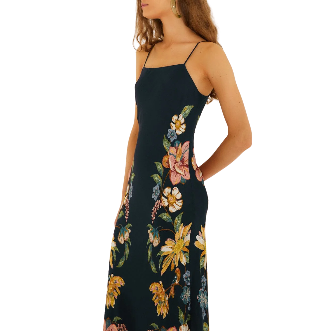 Maira Floral Maxi Dress in Dark Blue