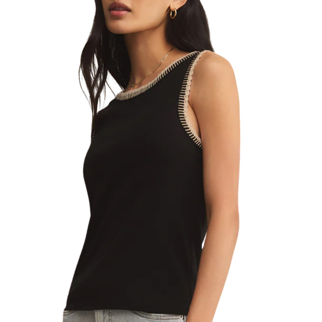 Social Whipstitch Tank in Black