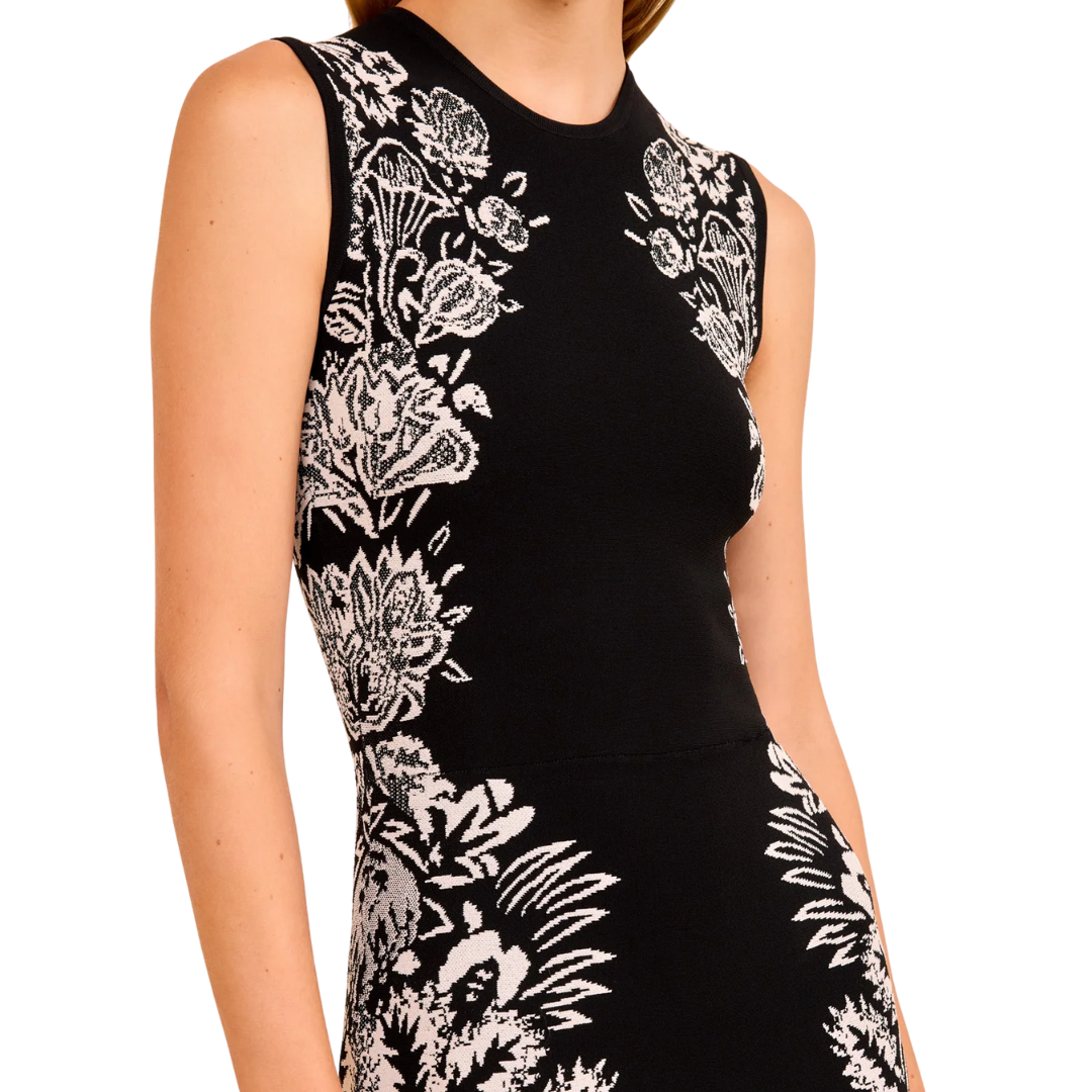 Liana Jacquard Midi Dress in Noir