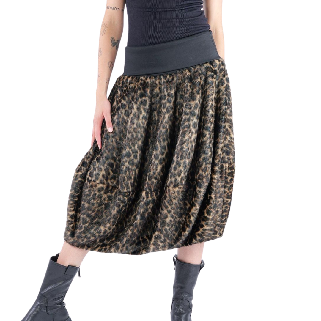 Leopard Fur Skirt in Leo Jacquard