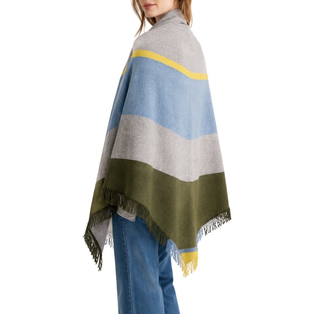Stripe Fringe Triangle Shawl in Citrine Multi