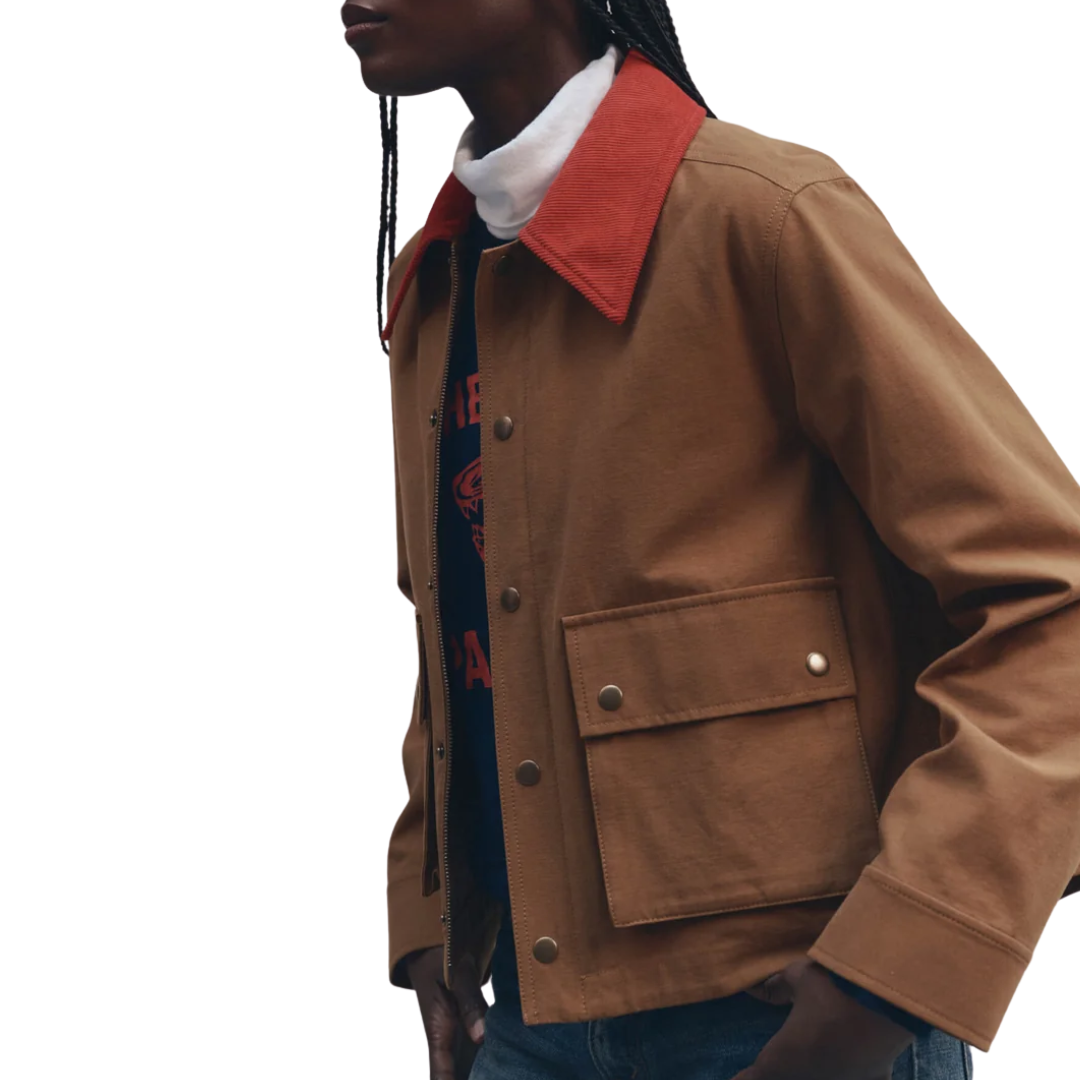 The Swingy Jacket in Rust With Bright Red