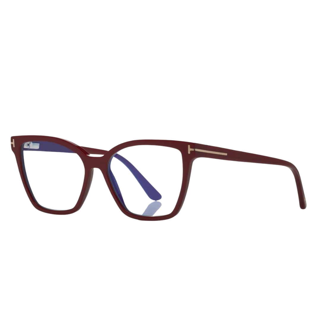 Double Clip On Blue Block Opticals in Aubergine/Fuchsia