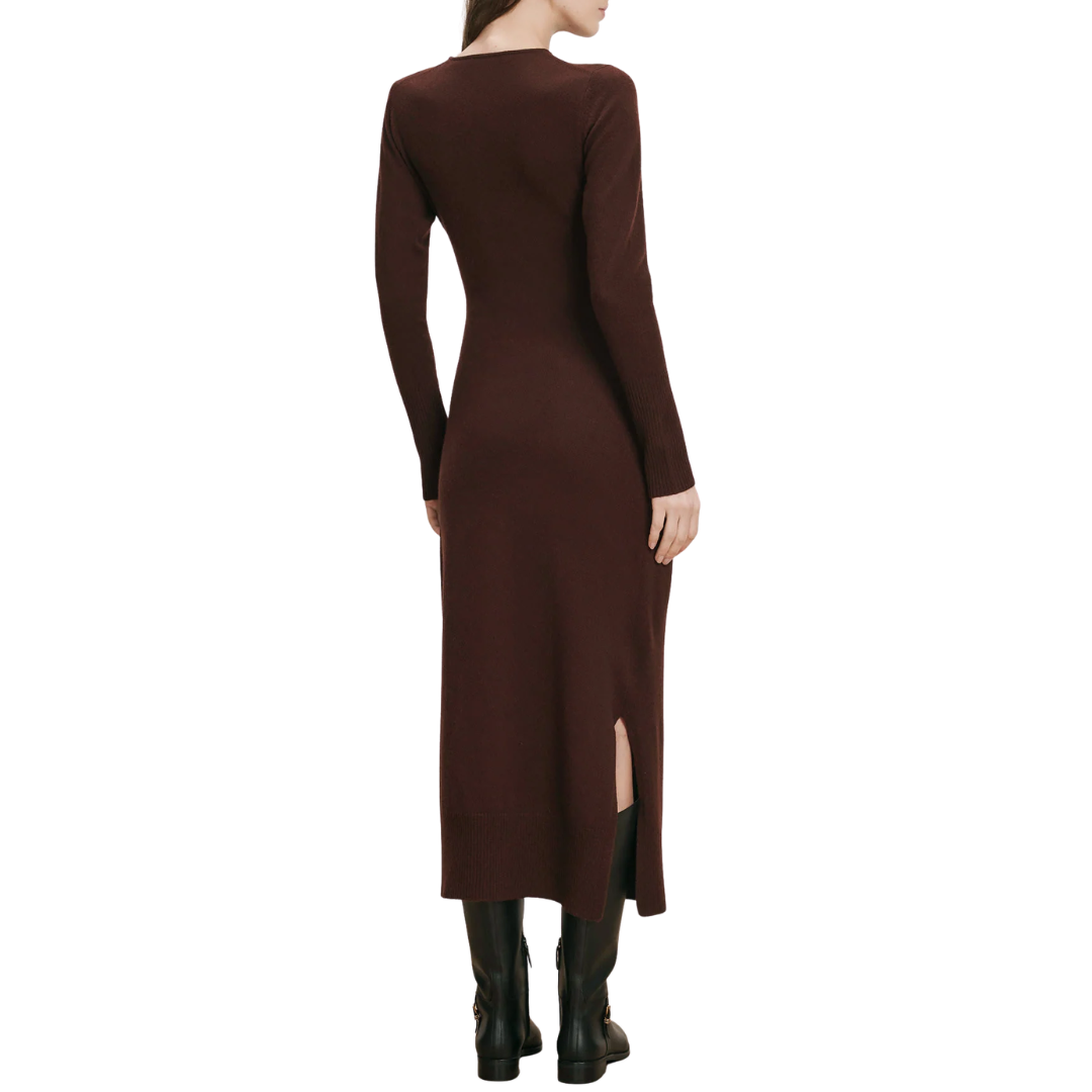 Salomez Wrap Midi Dress in Espresso