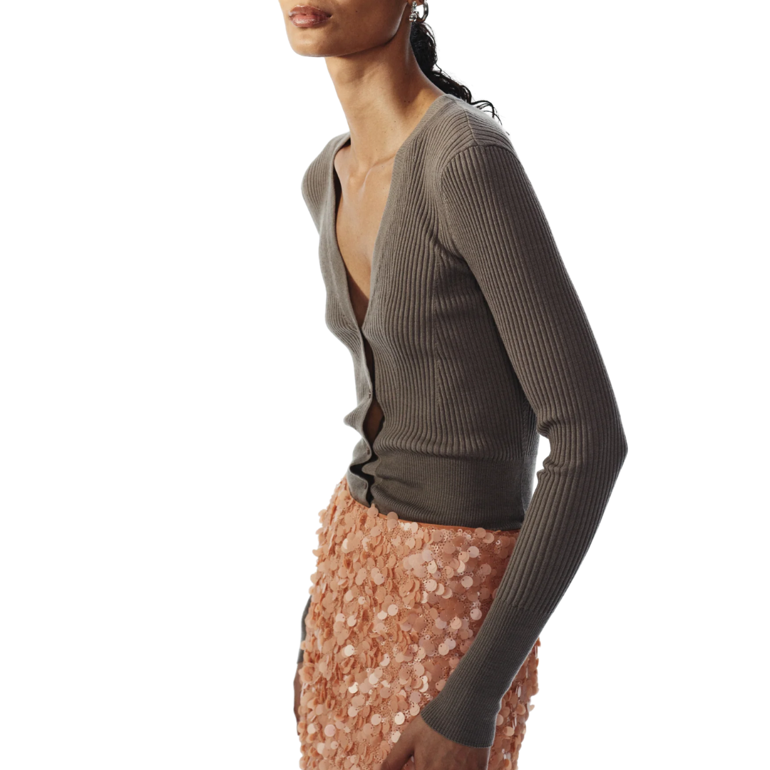 Braylon Rib Cardigan Sweater in Sage