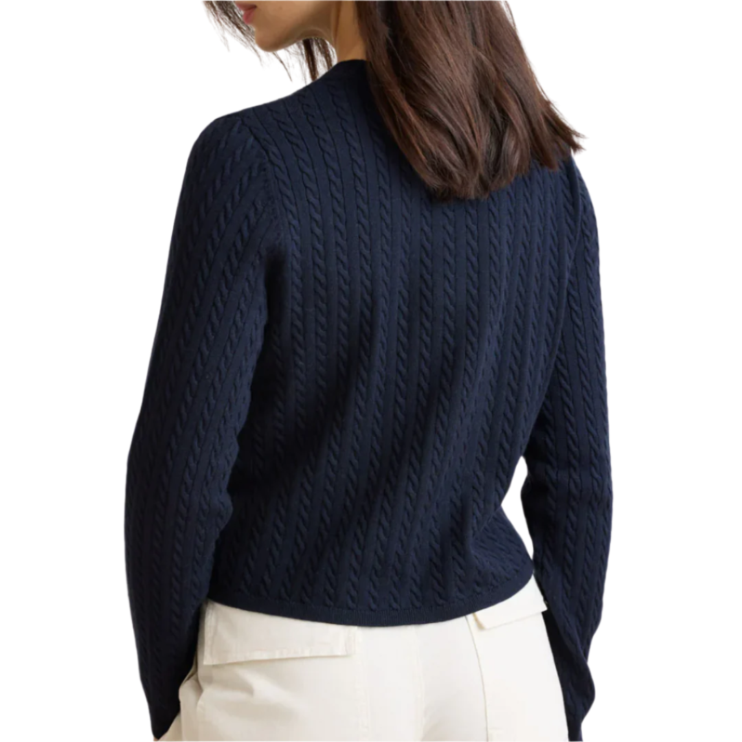 Saylor Cable Crewneck in Navy