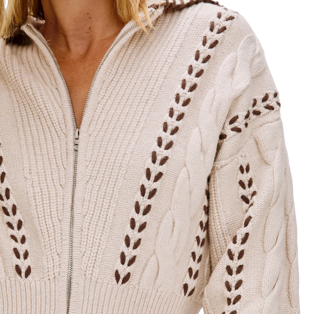 Lune Sweater in Oatmeal Brown Whip Stitch