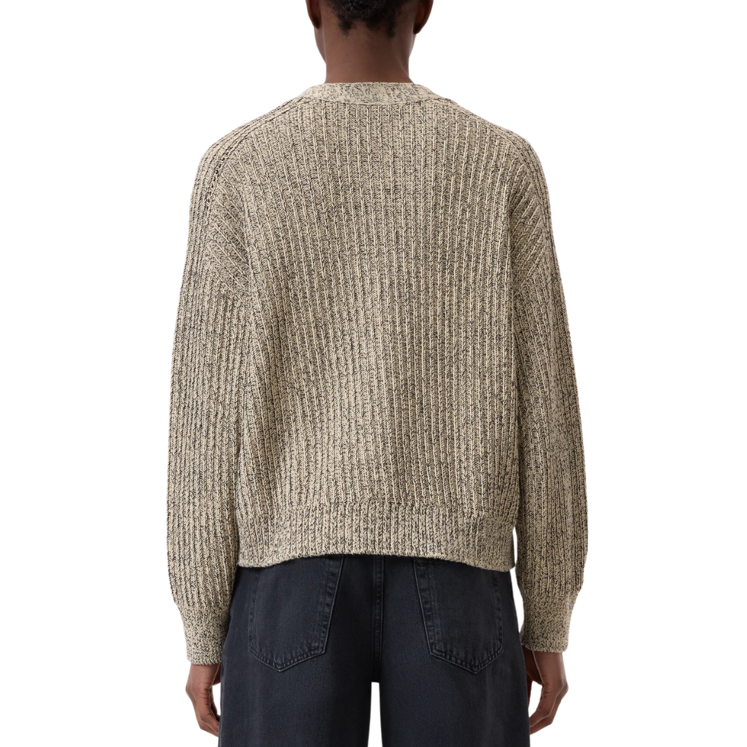 Mouliné Yarn Cardigan in Desert Beige
