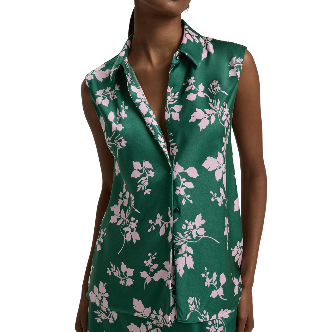 The Agatha Top in Emerald Floral
