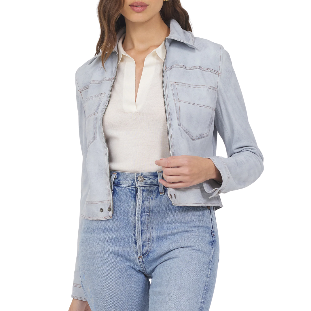 Hayden Waxed Suede Jacket in Cloud