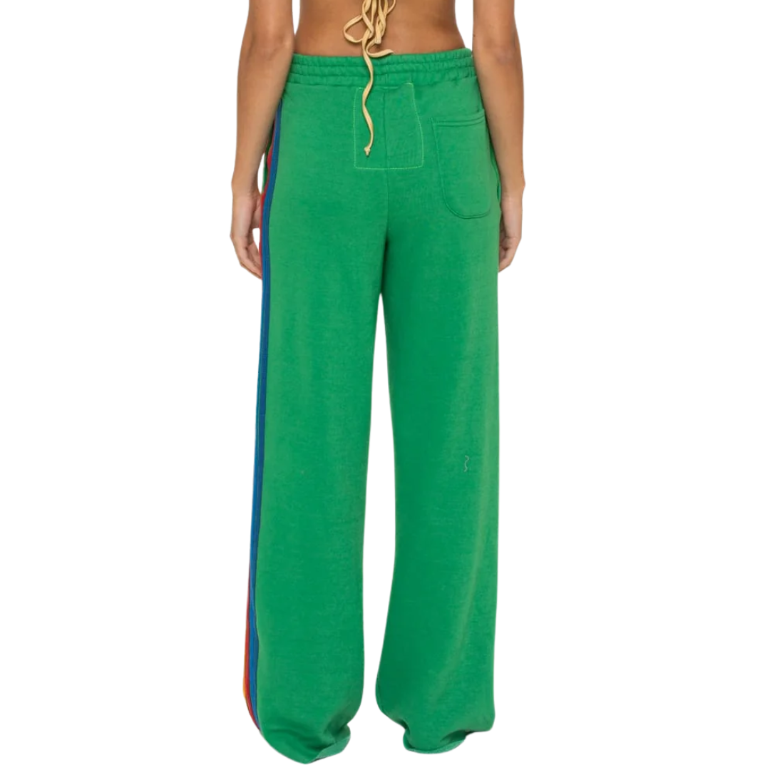 5 Stripe Wide Leg Sweatpants in Kelly Green