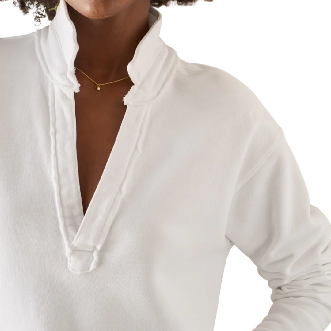 Patrick Popover Henley in White Triple Fleece