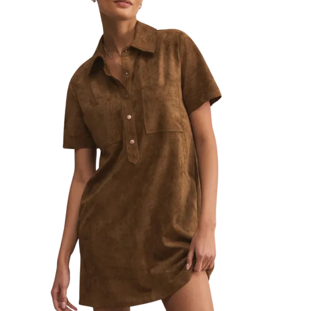 Sydney Suede Mini Dress in Coconut