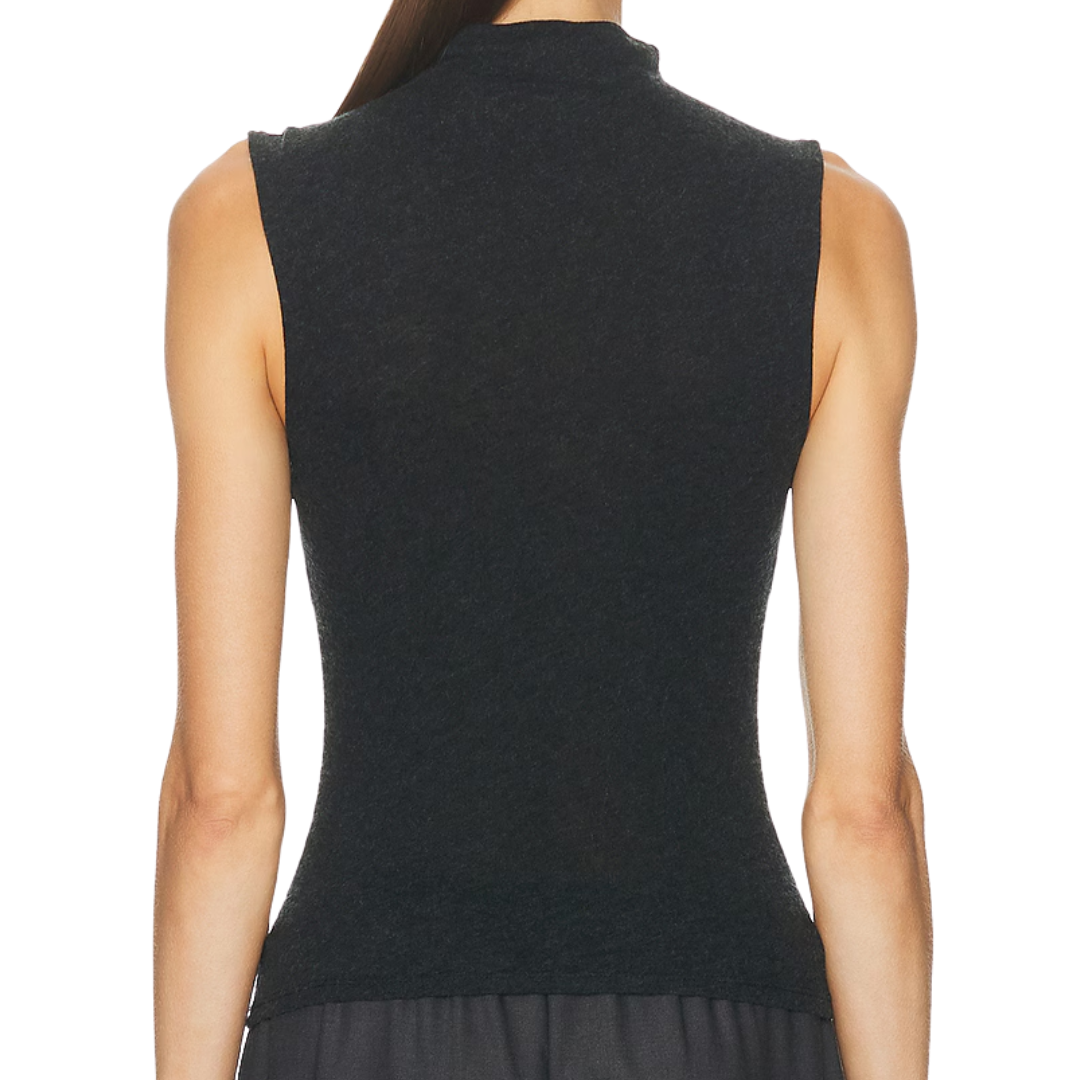 Cashmere Sleeveless Twist Top in Charcoal