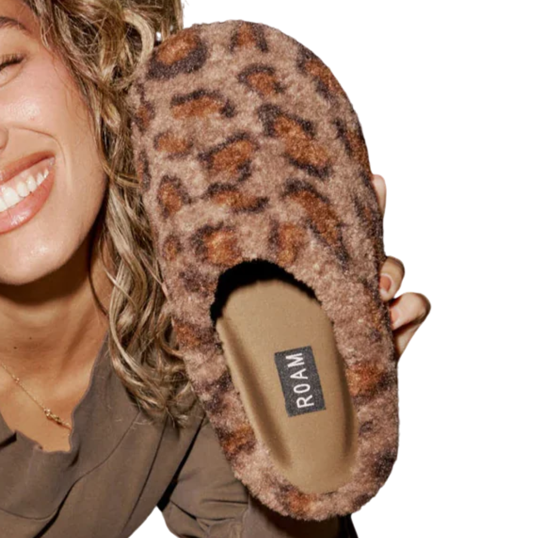 Fuzzy Clog in Taupe Leopard