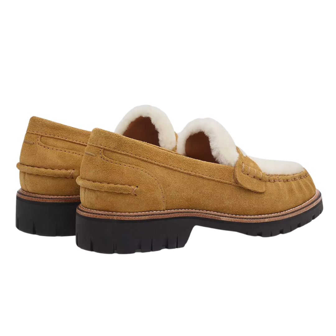 Corey Suede Shearling Loafers in Caramel