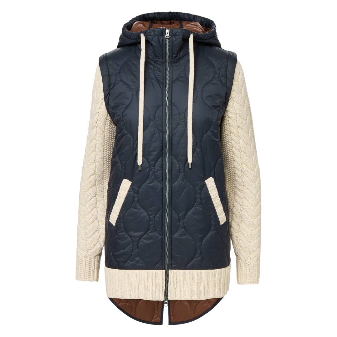 Barrows Mixed Media Jacket in Navy/Heathered Sand