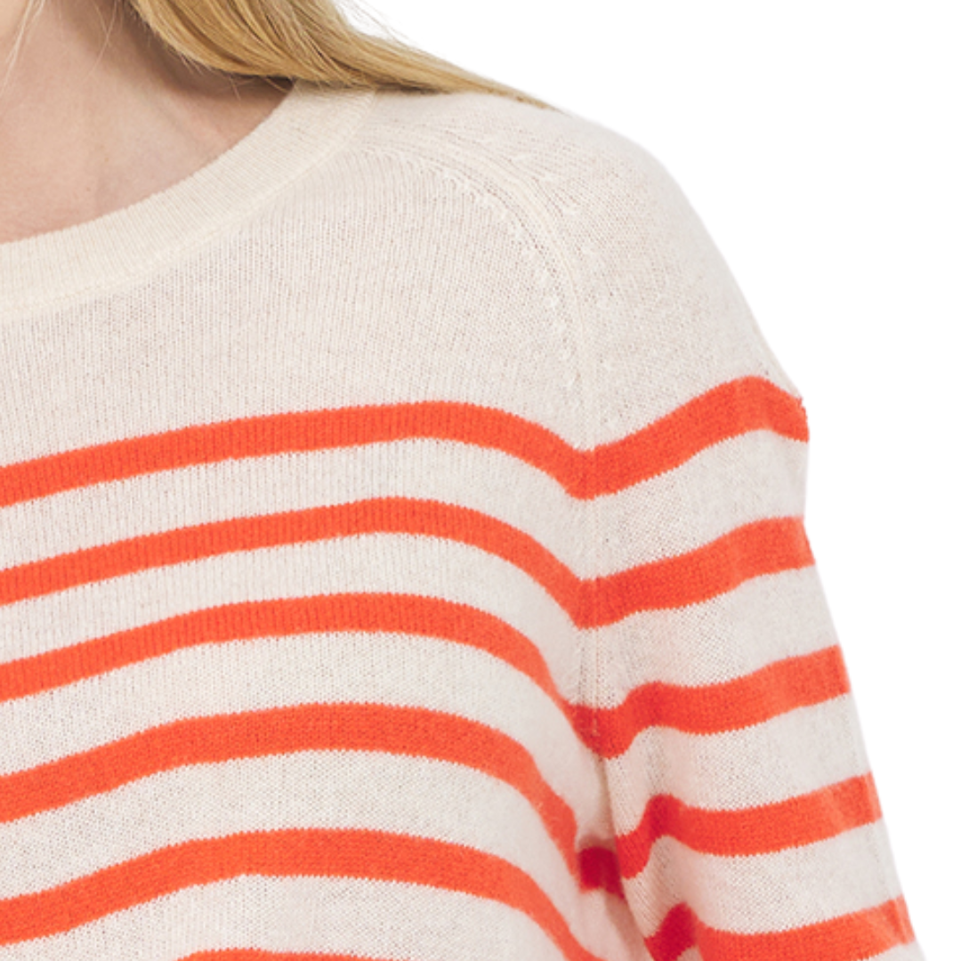 Sloane Cashmere Pullover in Cream Combo