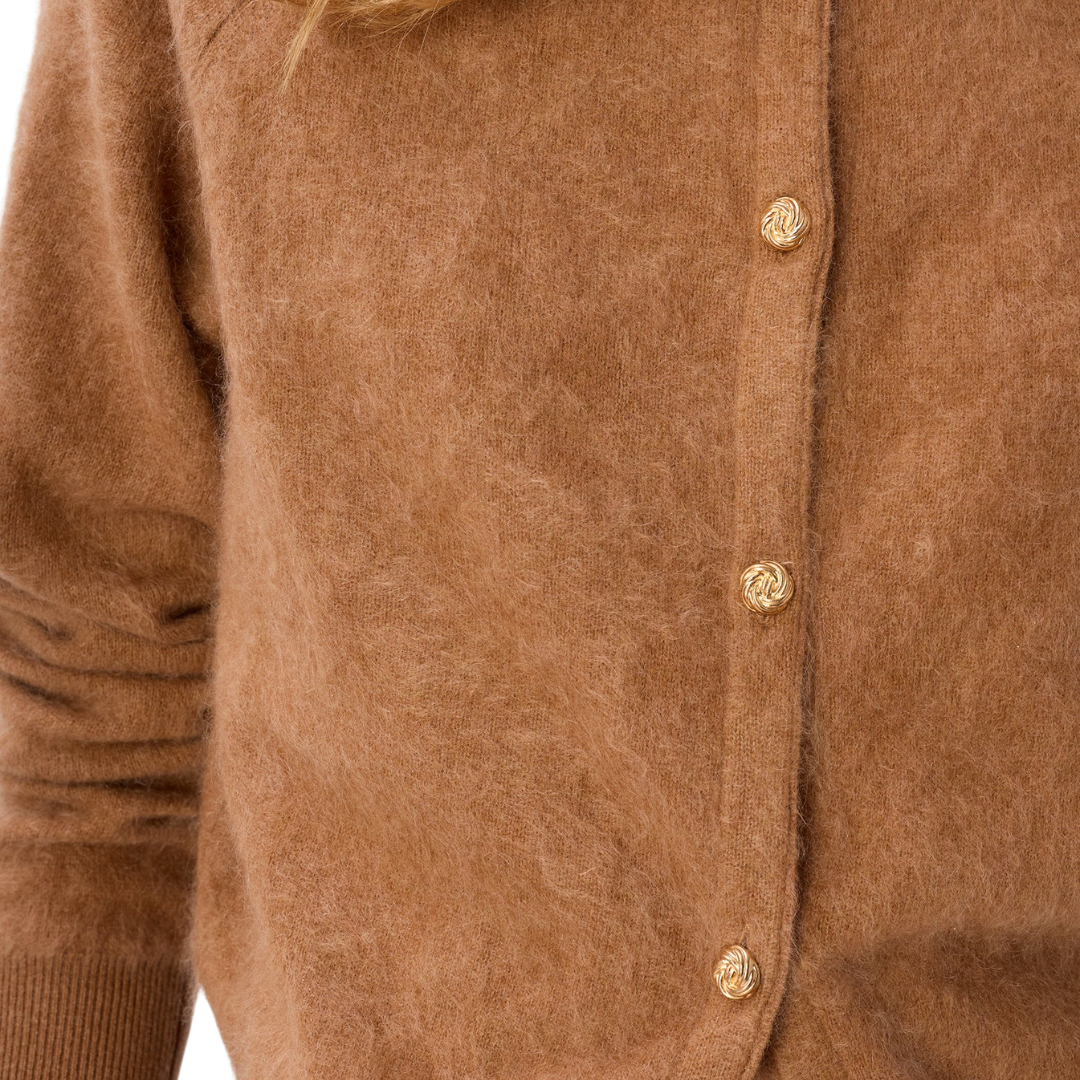Dorian Cashmere Cardigan in Caramel