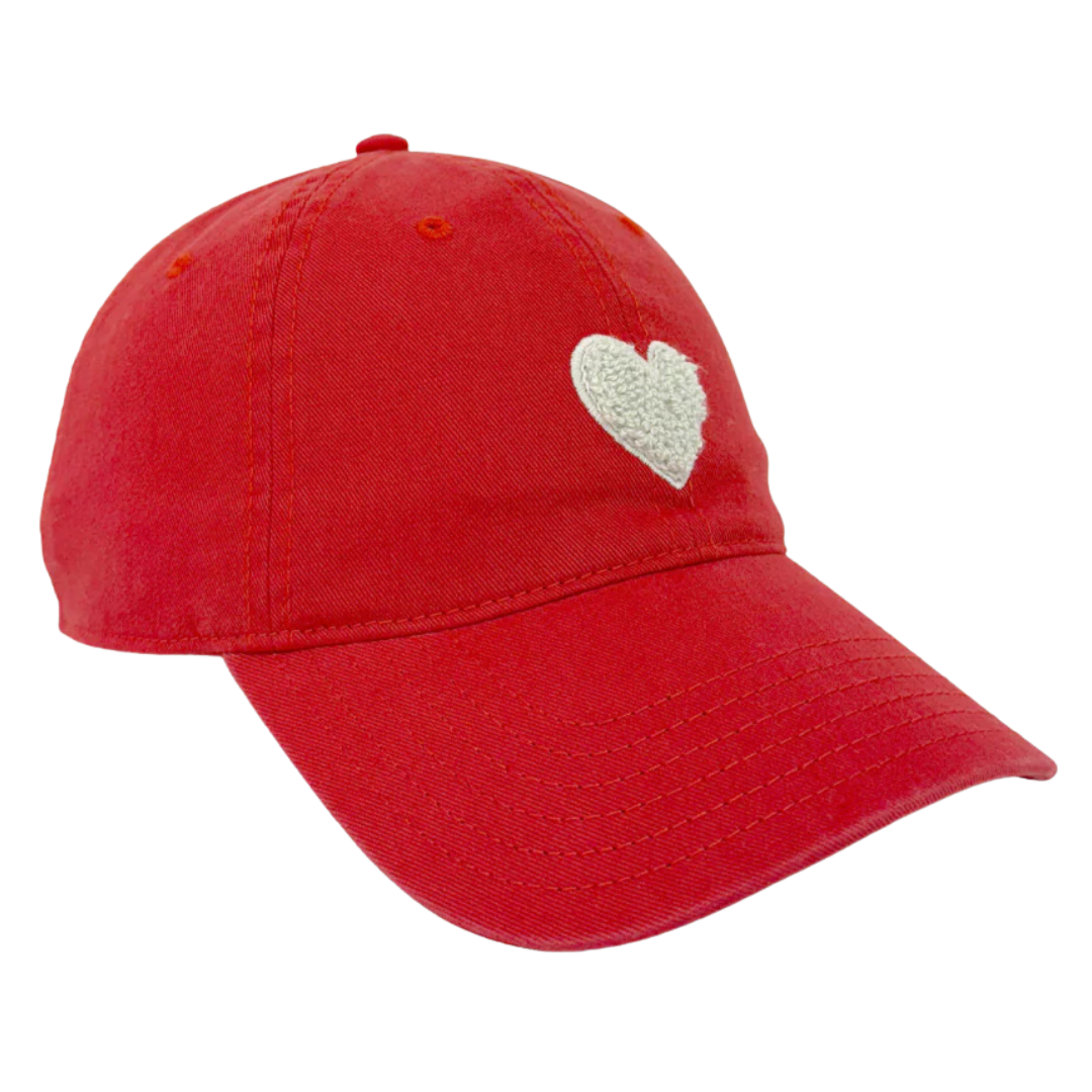 Imperfect Chenille Heart Hat in Cherri Red