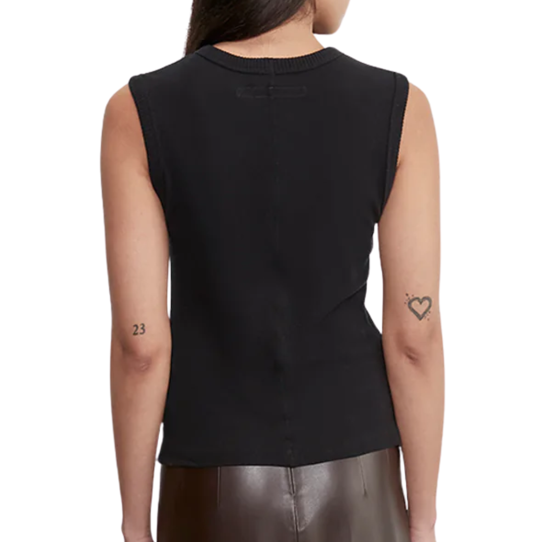 Cashmere Classic Sleeveless Crew in Black