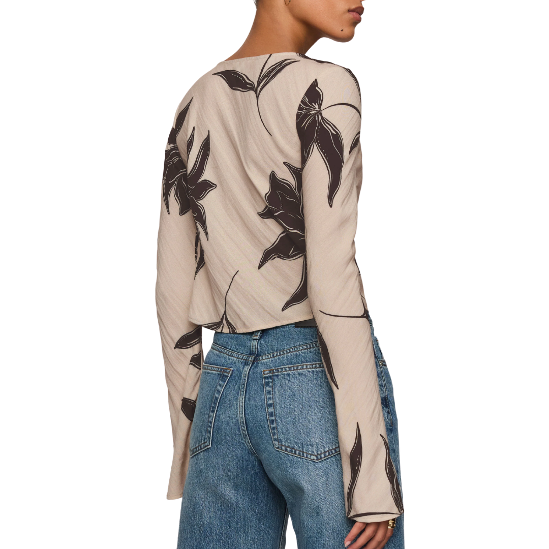 Nia Clem Floral Top in Soft Ecru