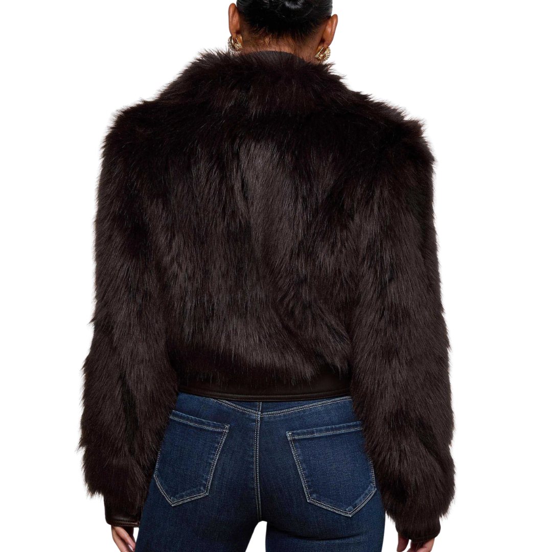 Clara Faux Fur Jacket in Coffee Bean