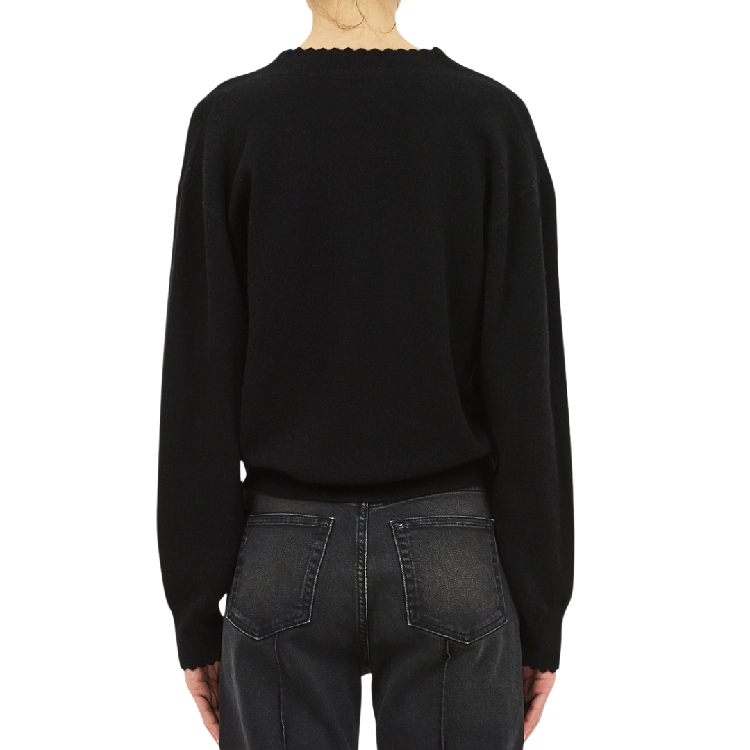 Mona V-Neck Cashmere Pullover in Noir