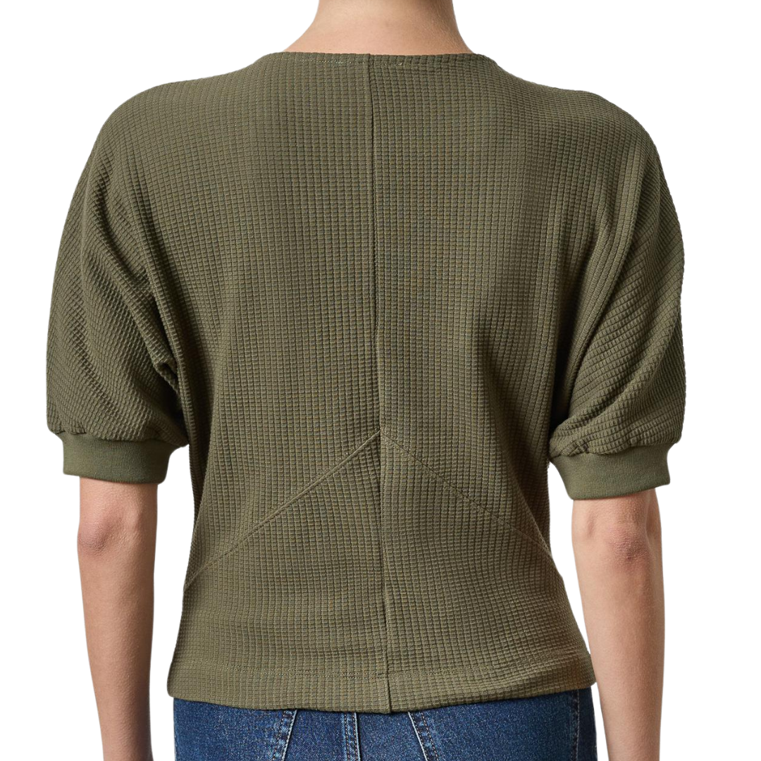 Seamed V-Neck Top in Olive